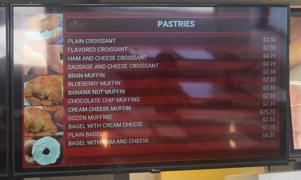 Pastries menu