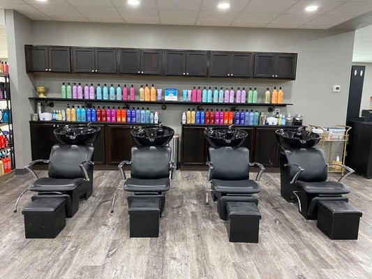 One of our shampoo areas