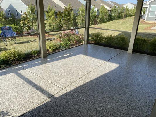 Epoxy floor finish of outdoor patio.