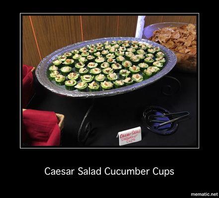 Cesar salad and a cucumber cup