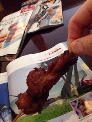 Chicken on a stick never tasted so good.