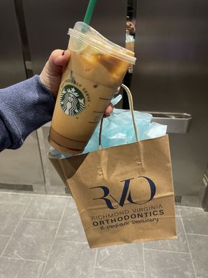 New patient goodies and Starbucks drank!?!