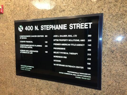 Building Directory for  400 N Stephanie Street