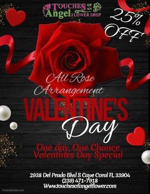 25% OFF rose arrangements