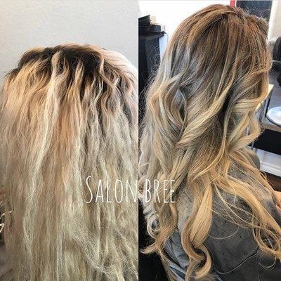 From full heavy highlighting to a blonde bayalage