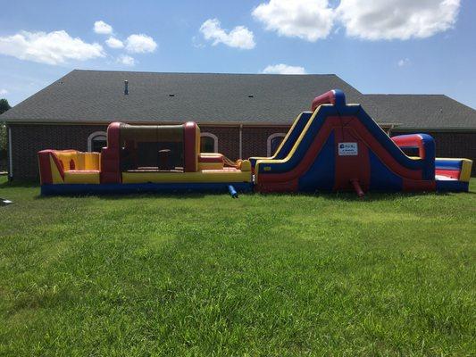 Obstacle course and rock climb slide