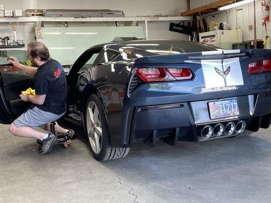 Josh with tons of patience. He works like he's doing his own personal car!