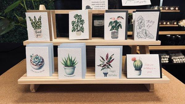 Locally made cards on pressed paper