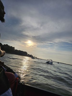 Sunset boat ride. Captain Eric & BJ, the hostess with the mostess, gave us a great experience for my friend birthday celebration.