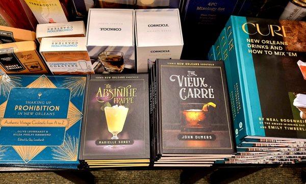 My book, The Absinthe Frappé, on the cocktail-books table.