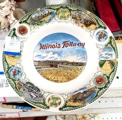 Unusual finds at Savers in Crystal Lake. Who would have thought. A collector plate commemorating the Illinois Tollway.