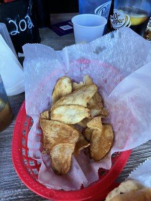 House made chips. Unfortunately I dove in before thinking to take a picture.