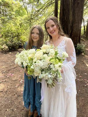 Bride and junior bridesmaid