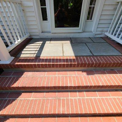 Red brick and bluestone stoop