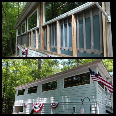 Screen porch renovated into 3 season room.