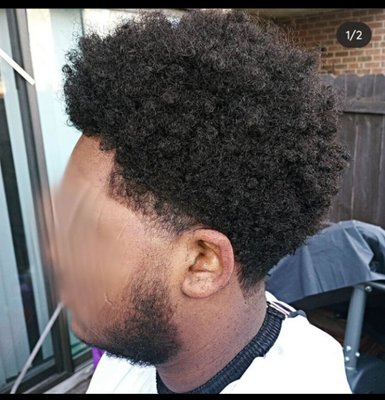 Partially shaped bush with temp fade on sides and back of neck