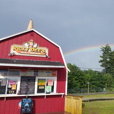 Saw the most intense rainbow while enjoying our ice cream.