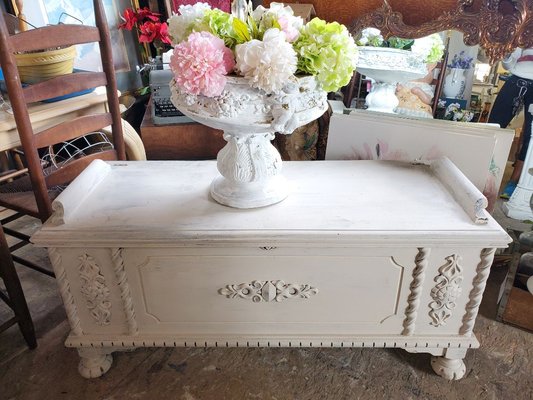 Shabby chic chest with cherub planter/urn