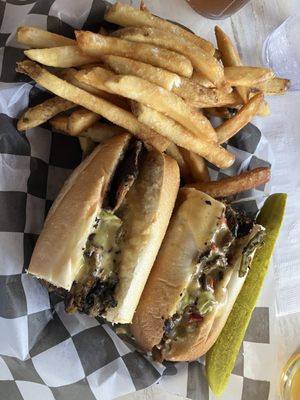 Cheesesteak, but a little light on the cheese.  Oh, and $3 of French fries