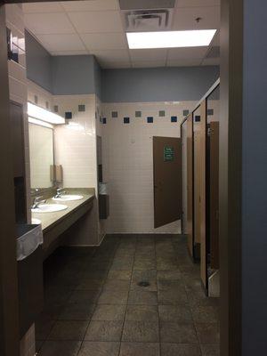 Clean bathroom right outside the doors of BREC's Interactive Recreation Warehouse on Florida Blvd