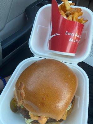 Dinner Nacho Burger and Fries