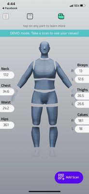 Body measurements from Shapewatch