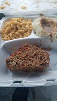 Meatloaf with boxed taters and not very good mac n cheese