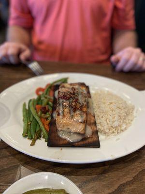 Cedar Plank Salmon w/ honey thyme beurre blanc