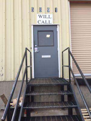 Will call entrance