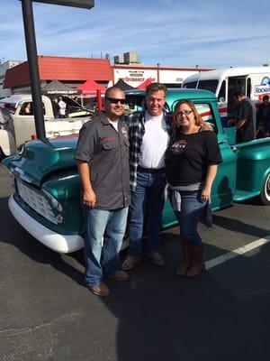 Chip Foose with myself, our customer and her truck.