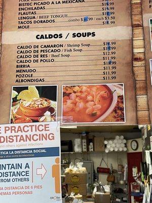 Soup menu