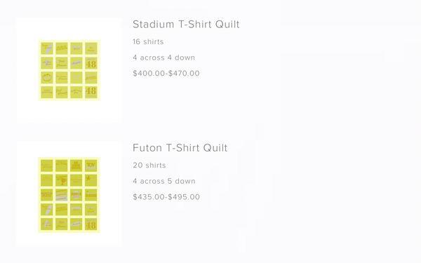 Price List: Stadium Size & Futon Size