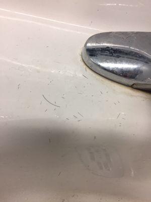 Bathroom sink is DISGUSTING!! When I shave at home my sink DOES NOT even look like this!!