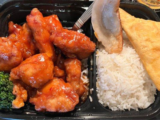 Orange Chicken, Crab Rangoon & Pan Fried Dumplings - C31. Orange Chicken Combo 6. Dumpling 11. Crab Rangoon