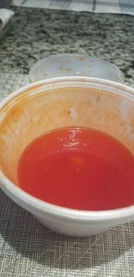 Sweet and sour sauce. Very weak no texture.