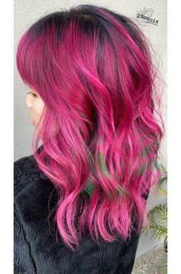 Cranberry candy cane holiday hair!