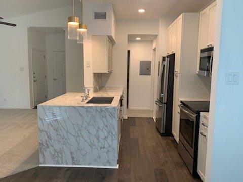 Mock-up Unit. Provided Cabinets, Counters, Vanity Tiles, Tub surround and LED Mirrors