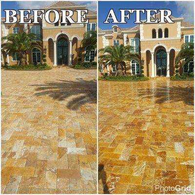 Travertine Driveway