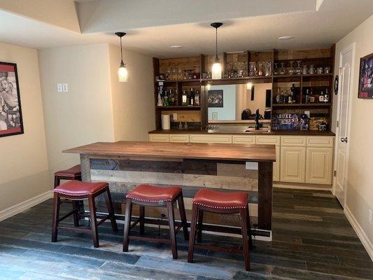 Galley Bar, Cowboy Bar, Shiplap, Castle Rock CO, Entertainment Area, Basement Finish, #1 Granite choice, Cabinet Color Choice