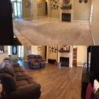 Gowdy Flooring Before and After Living Room