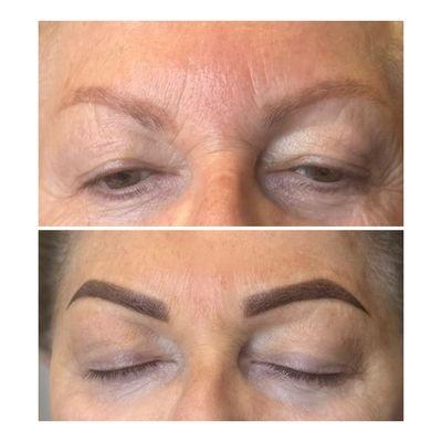 Here I covered old microblading, which became red during the time, and fixed the shape