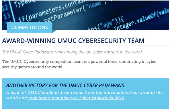 UMUC wins 1st place in the Cyber Olympics!