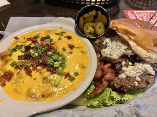 Bacon bleu burger and potato side (?). It was good.