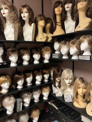 A sample of our wigs available for purchase.