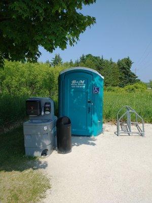 Unisex loo and bike rack