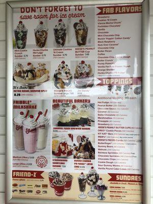 Ice cream menu June '22