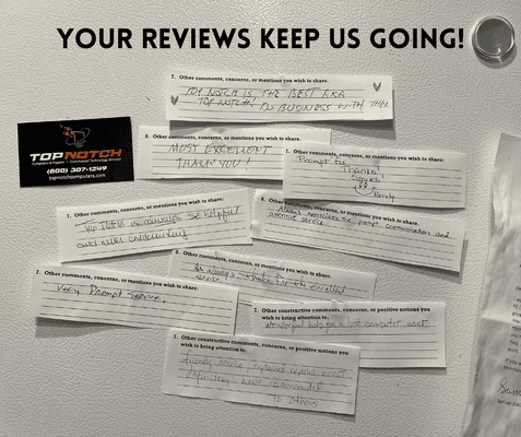 Your reviews keep us going!