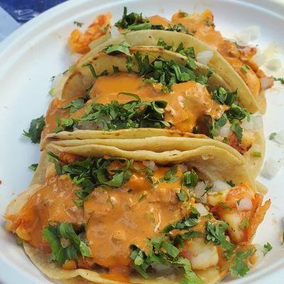 Shrimp tacos from Chilaquiles El Chingon!