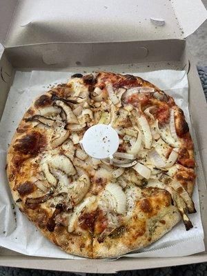 9" personal Cheese Pizza, onions added