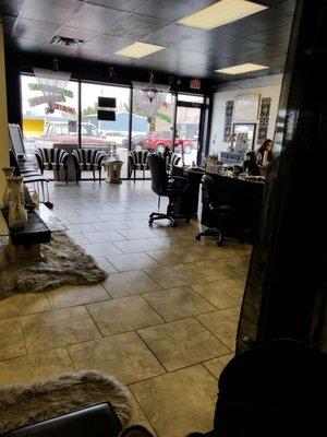 Inside of salon. Clean and cute.